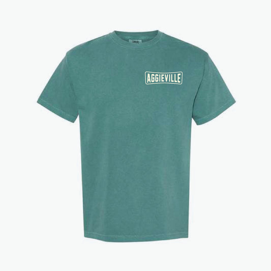 Aggieville Roadside Retro Emerald Tee
