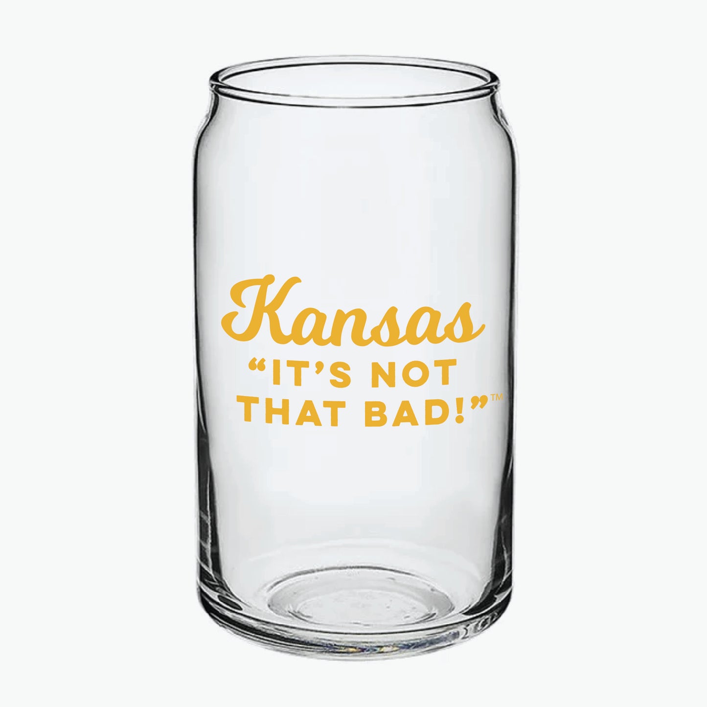 Kansas "It's Not That Bad" Yellow Can Glass