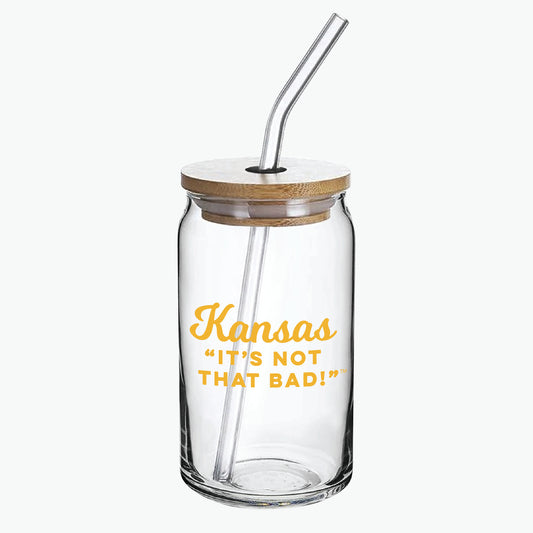 Kansas "It's Not That Bad" Yellow Can Glass