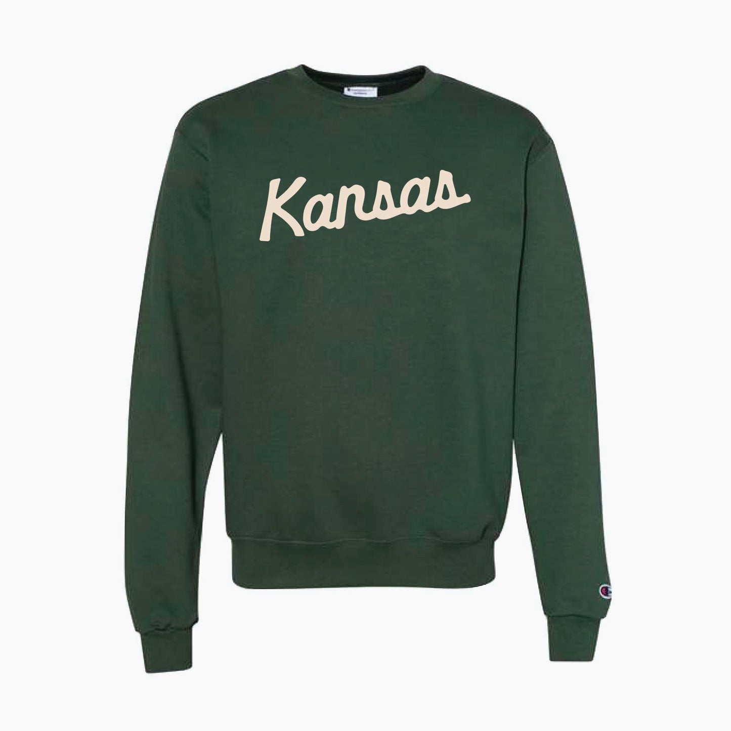 Kansas Script Green/Cream Crewneck Sweatshirt