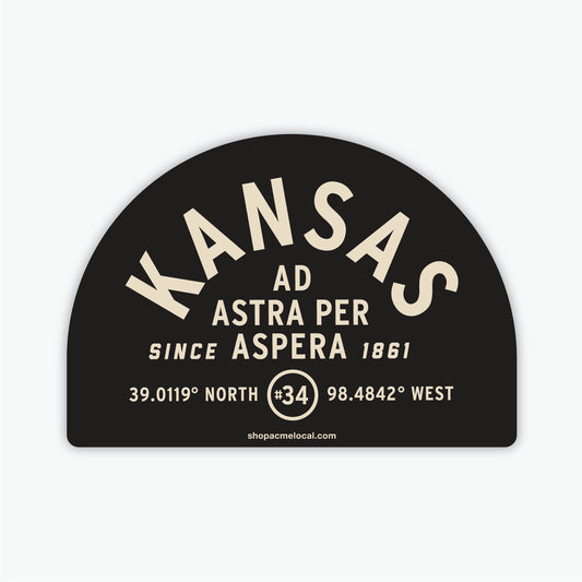 Kansas Lat Long Arch Sticker