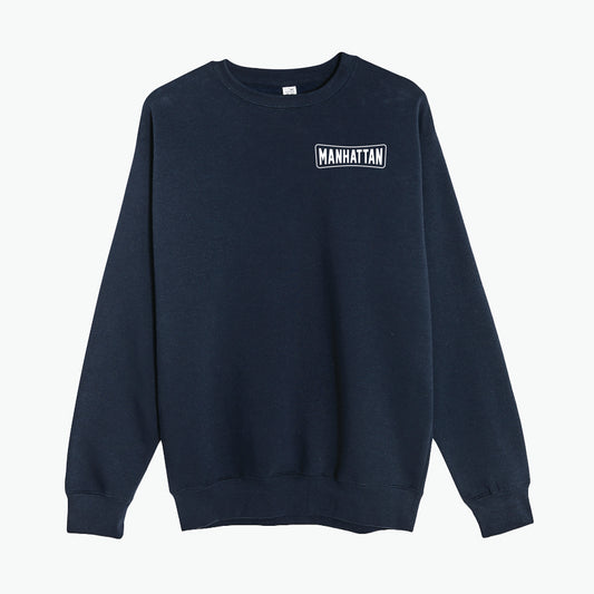 Manhattan Roadside Retro Navy/White Crewneck Sweatshirt