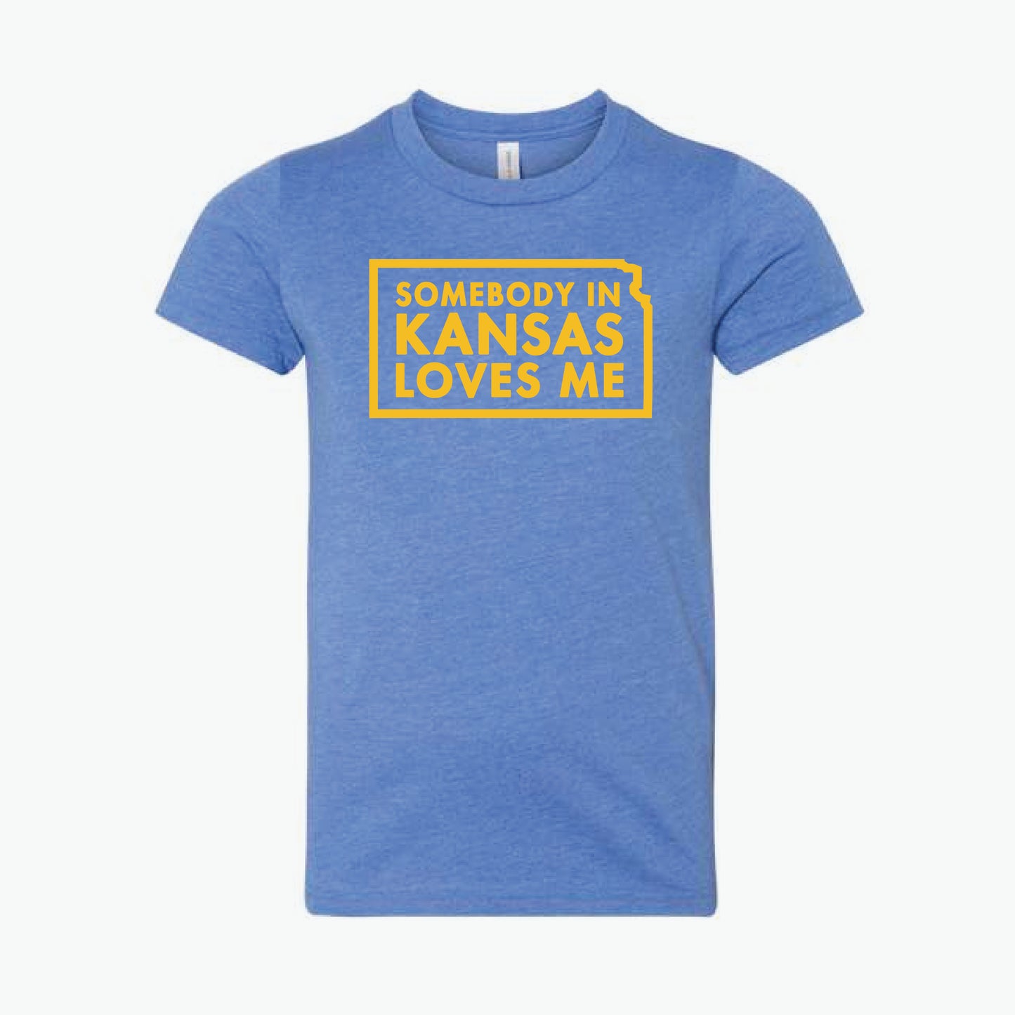 Somebody in Kansas Loves Me Blue/Gold Youth Tee