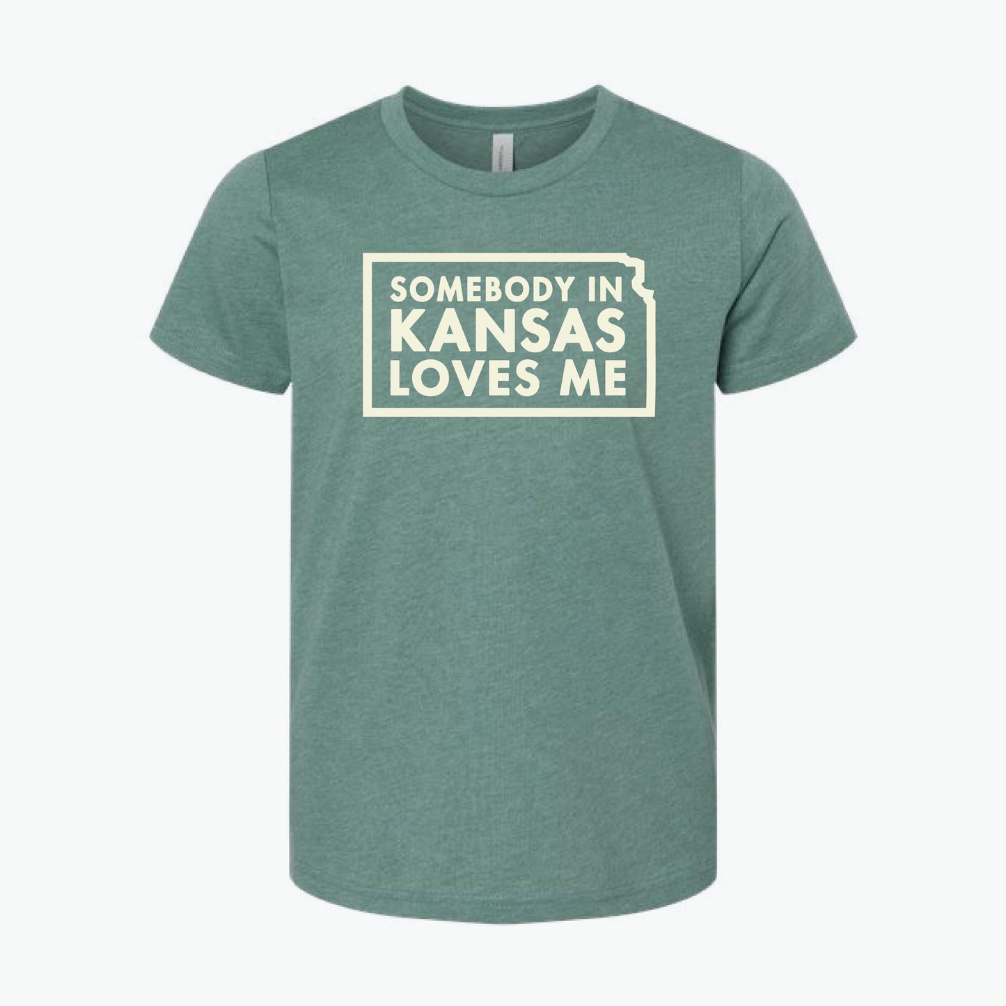 Somebody in Kansas Loves Me Dusty Blue/Cream Youth Tee