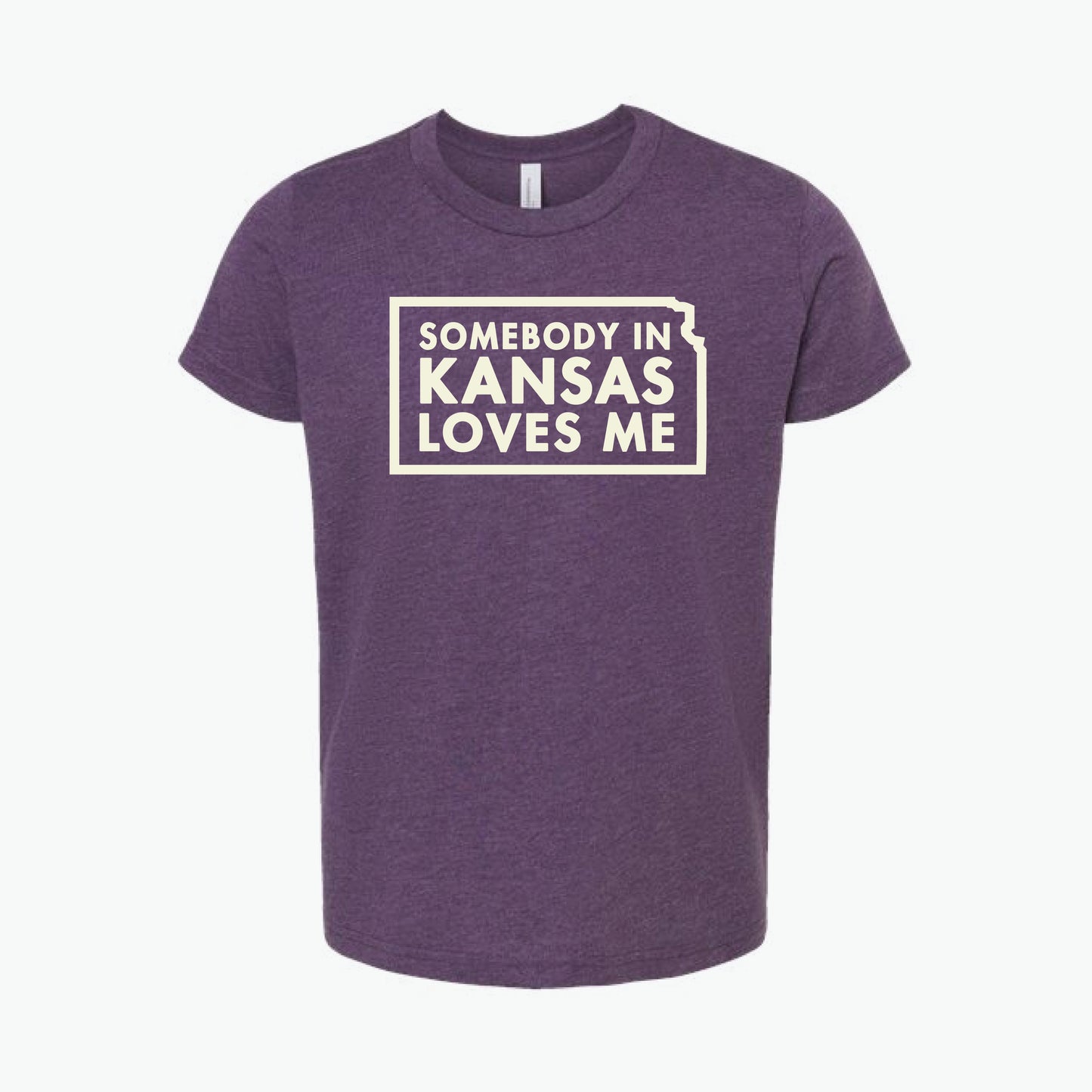 Somebody in Kansas Loves Me Purple/Cream Youth Tee