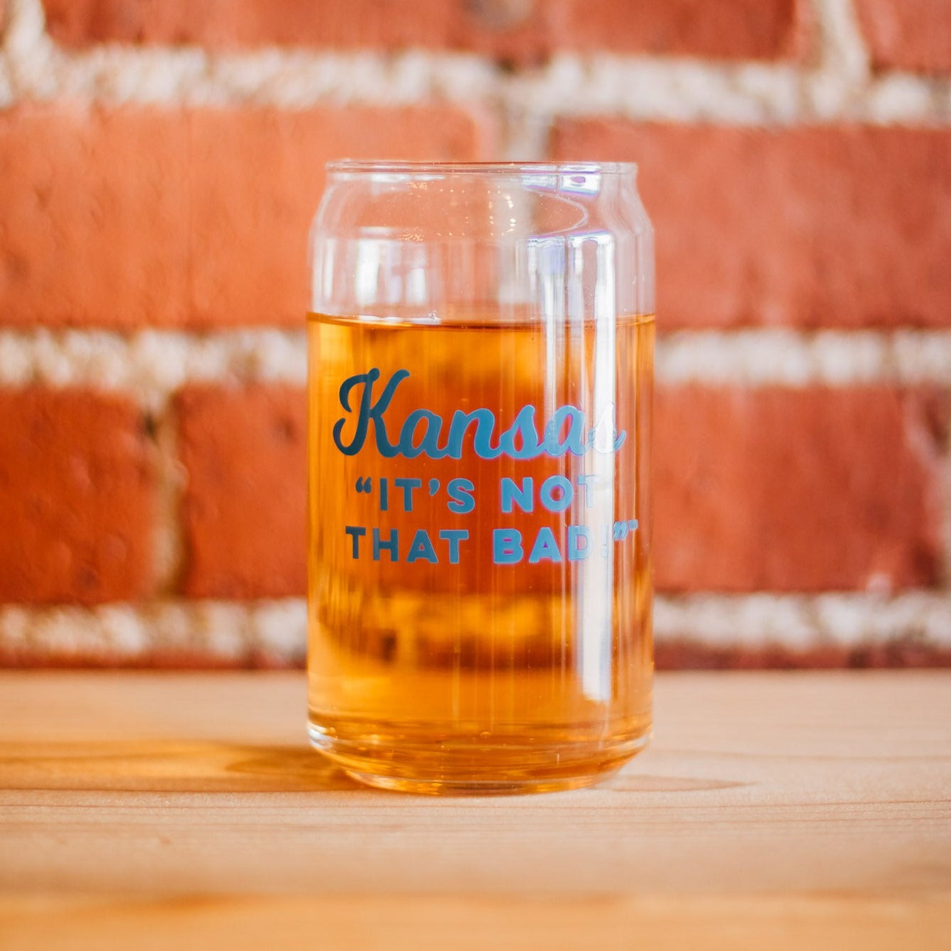 Kansas "It's Not That Bad" Blue Can Glass