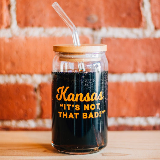 Kansas "It's Not That Bad" Yellow Can Glass