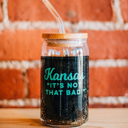 Kansas "It's Not That Bad" Green Can Glass