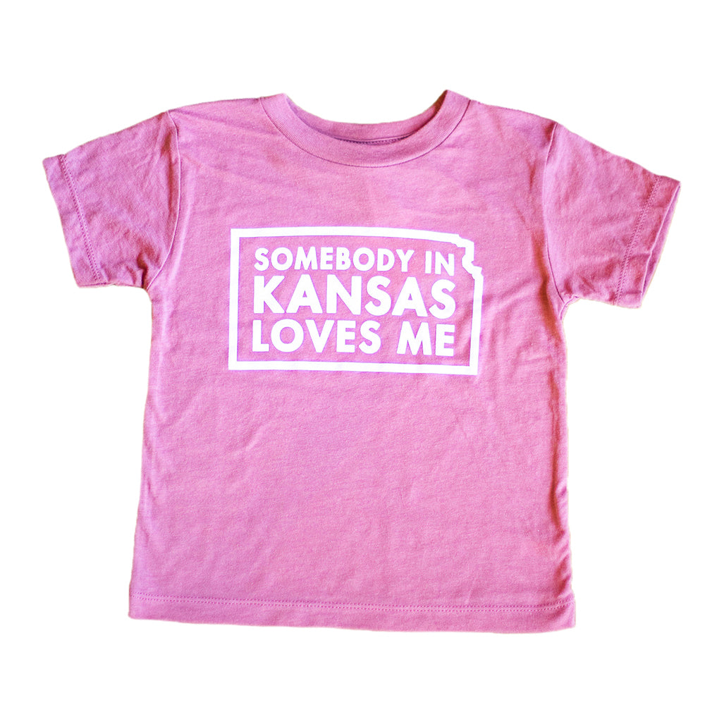 Somebody in Kansas Loves Me Mauve Toddler Tee