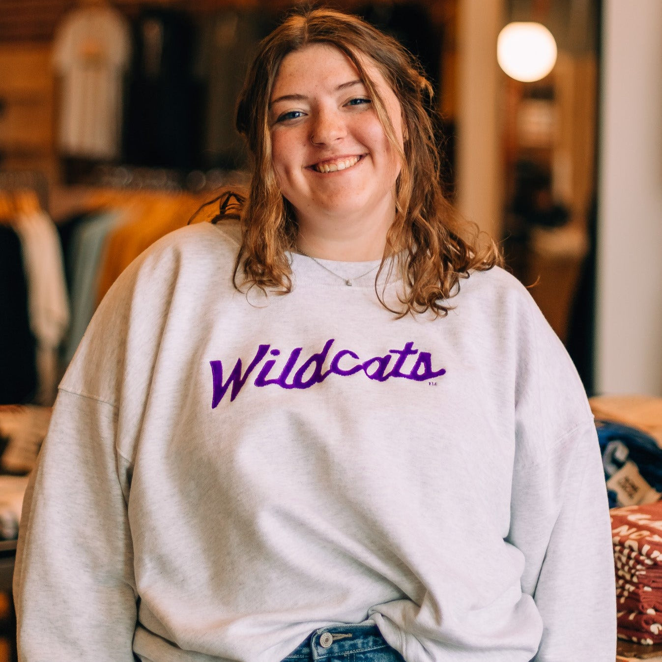 Wildcats Embroidered Script Crewneck