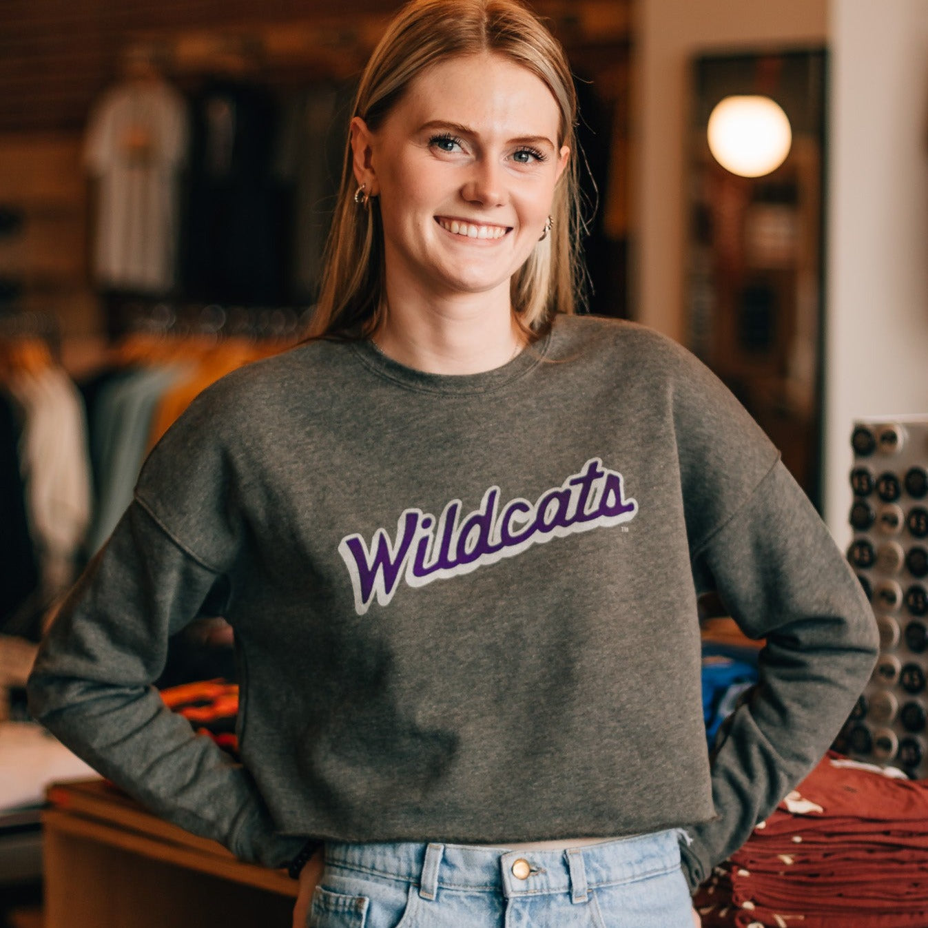 Wildcats Script Crop Crewneck