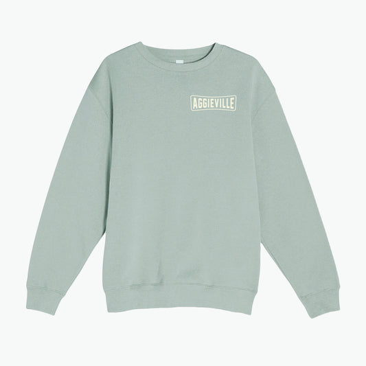 Aggieville Roadside Retro Seafoam/Cream Crewneck Sweatshirt
