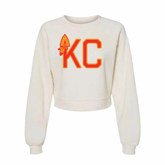KC Arrowhead Crop Crewneck Sweatshirt White