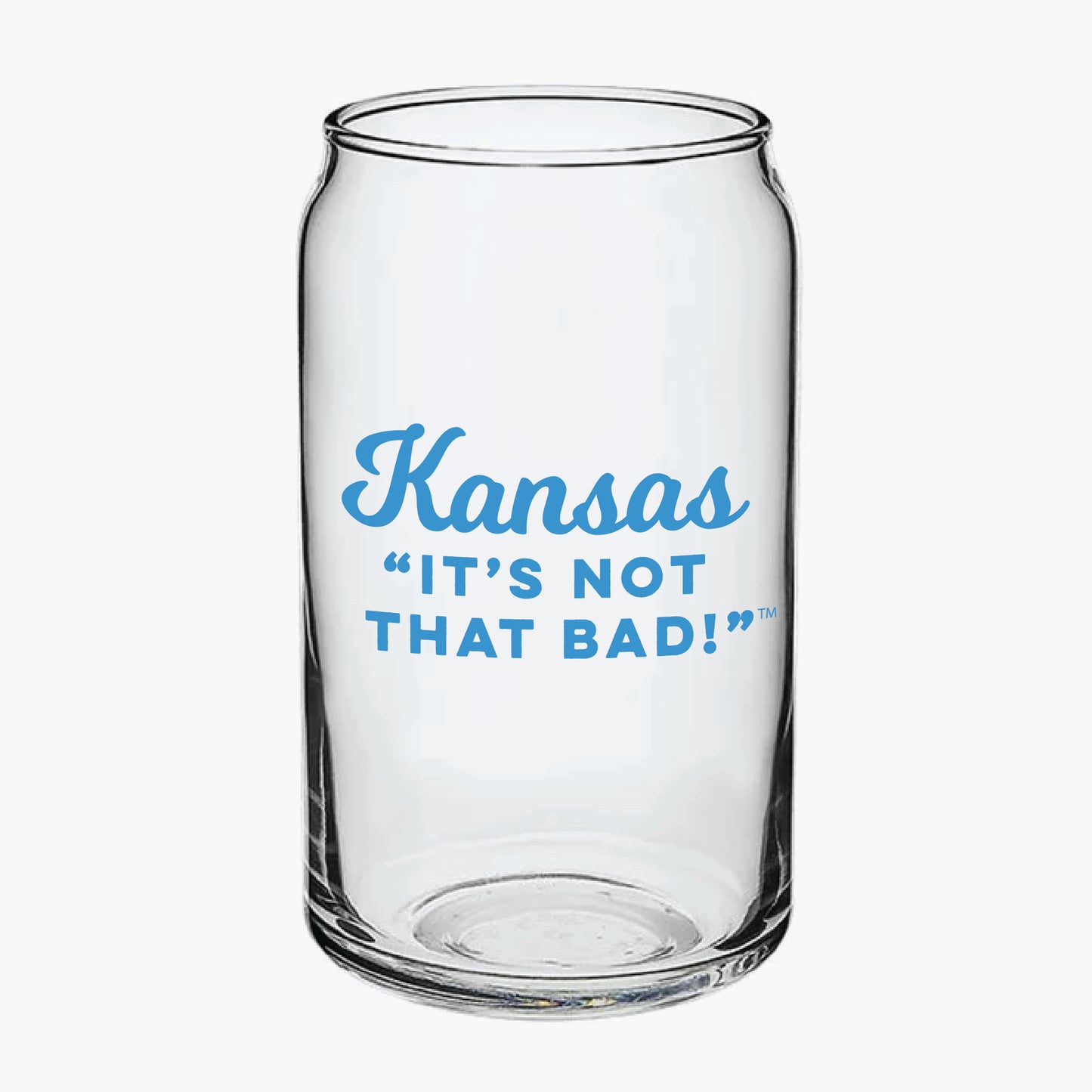 Kansas "It's Not That Bad" Blue Can Glass