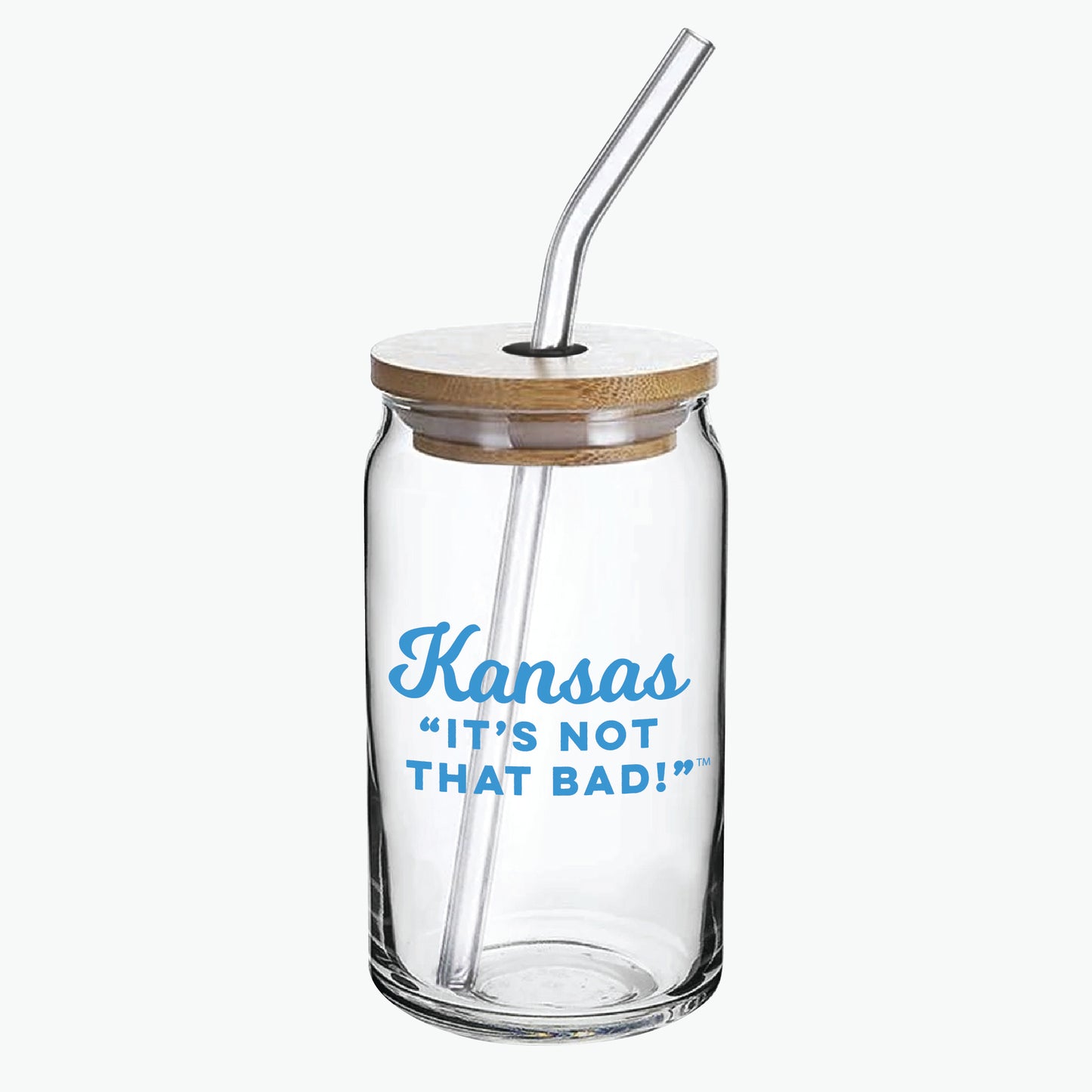 Kansas "It's Not That Bad" Blue Can Glass