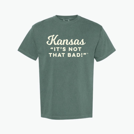 Kansas "It's Not That Bad!" Blue Spruce/Cream Tee