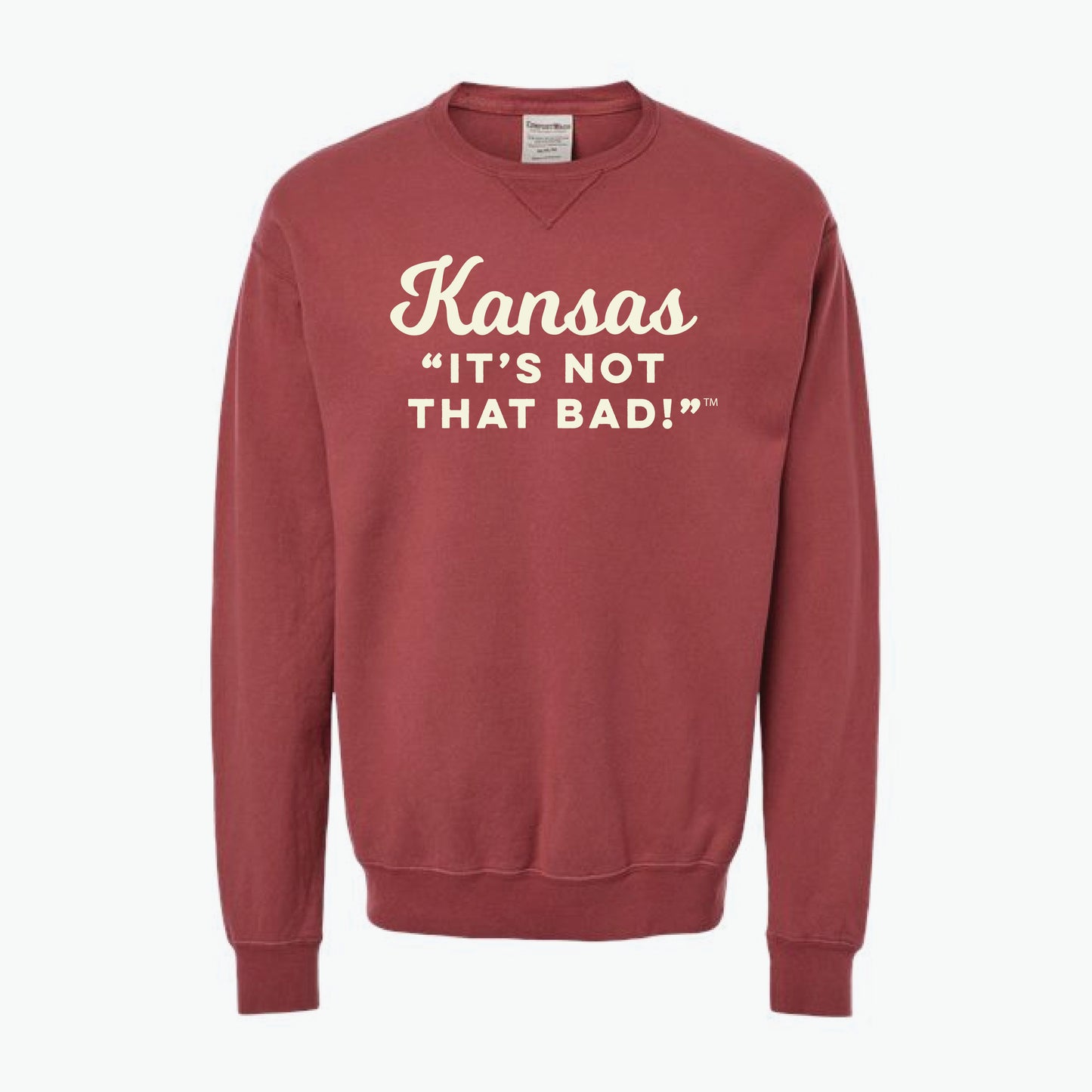 Kansas "It's Not that Bad!" Cayenne/Cream Crewneck Sweatshirt