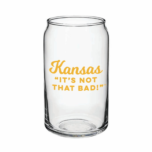 Kansas "It's Not That Bad" Yellow Can Glass