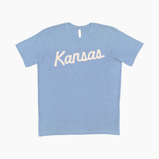 Kansas Script Blue Tee