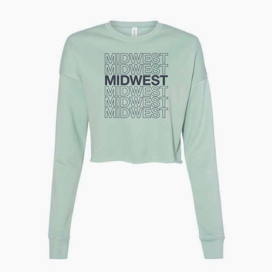 Midwest Stacked Crop Crewneck Sweatshirt Teal