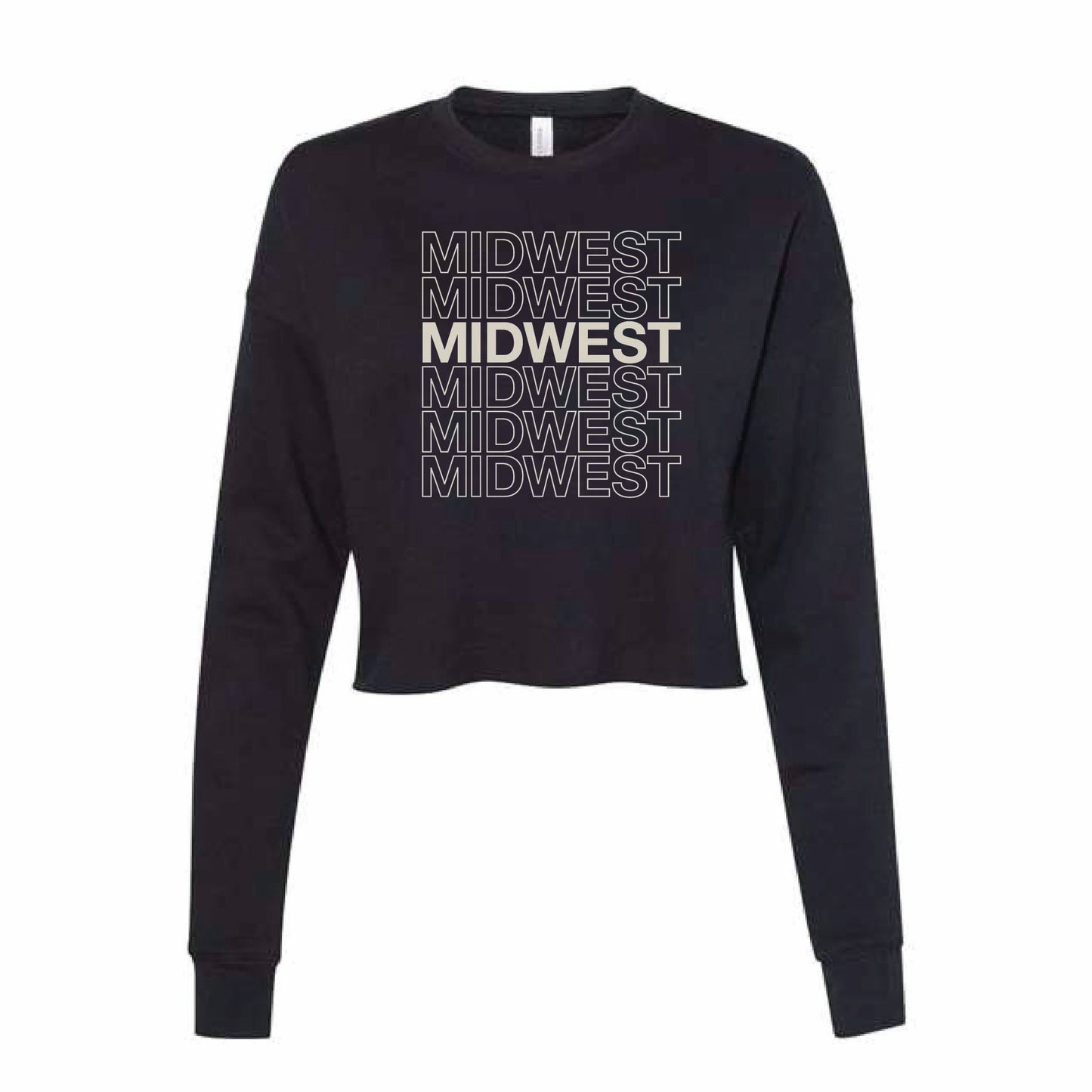 Midwest Stacked Crop Crewneck Sweatshirt Black
