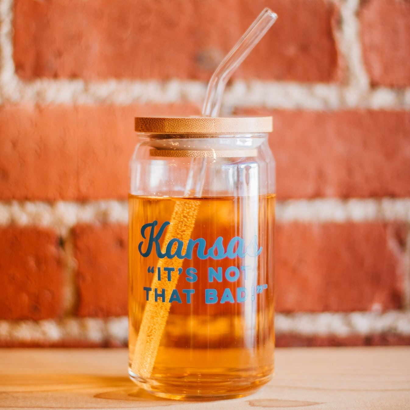 Kansas "It's Not That Bad" Blue Can Glass