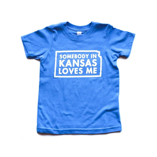 Somebody in Kansas Loves Me Blue Toddler Tee