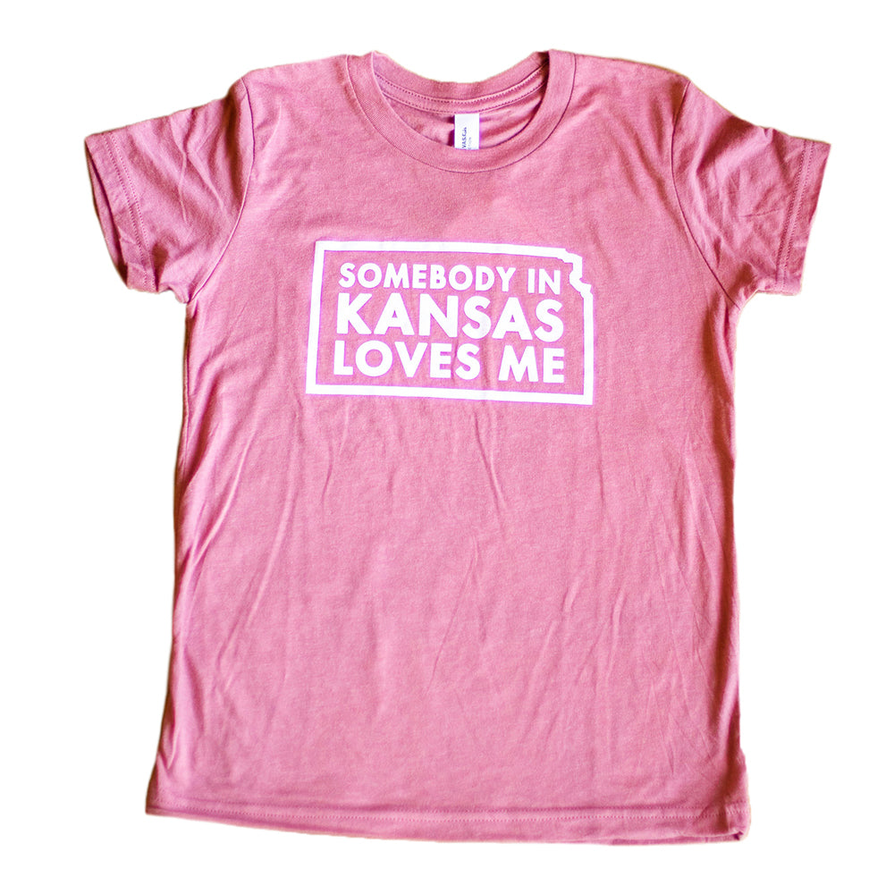 Somebody in Kansas Loves Me Mauve Youth Tee